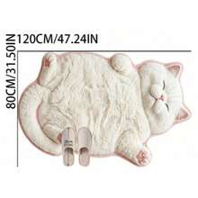 1pc Healing Super Cute Realistic White Cat Belly Flip Bedroom Art Rug, Personalized Aesthetic Style Decorative Carpet, Bedroom Bedside Vanity Living Room Plush Asymmetrical Large Rug, Ins Style Space Aesthetic Atmosphere Blanket, Dopamine Milky White Cute Cat Pet Lover Home Decor Accent, Large Area Rug, Carpet, Mat, Home Decor, Area Rug, Casual Blanket, Asymmetrical Large Rug, Bedroom Large Rug, Machine Washable Rug - Multicolor - View 12