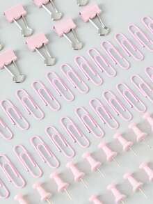 1 Set Multi-Function Paper Clips, Binder Clips, Push Pins And Butterfly Clips Combination Set, Suitable For Office And Study Folders - A - View 8