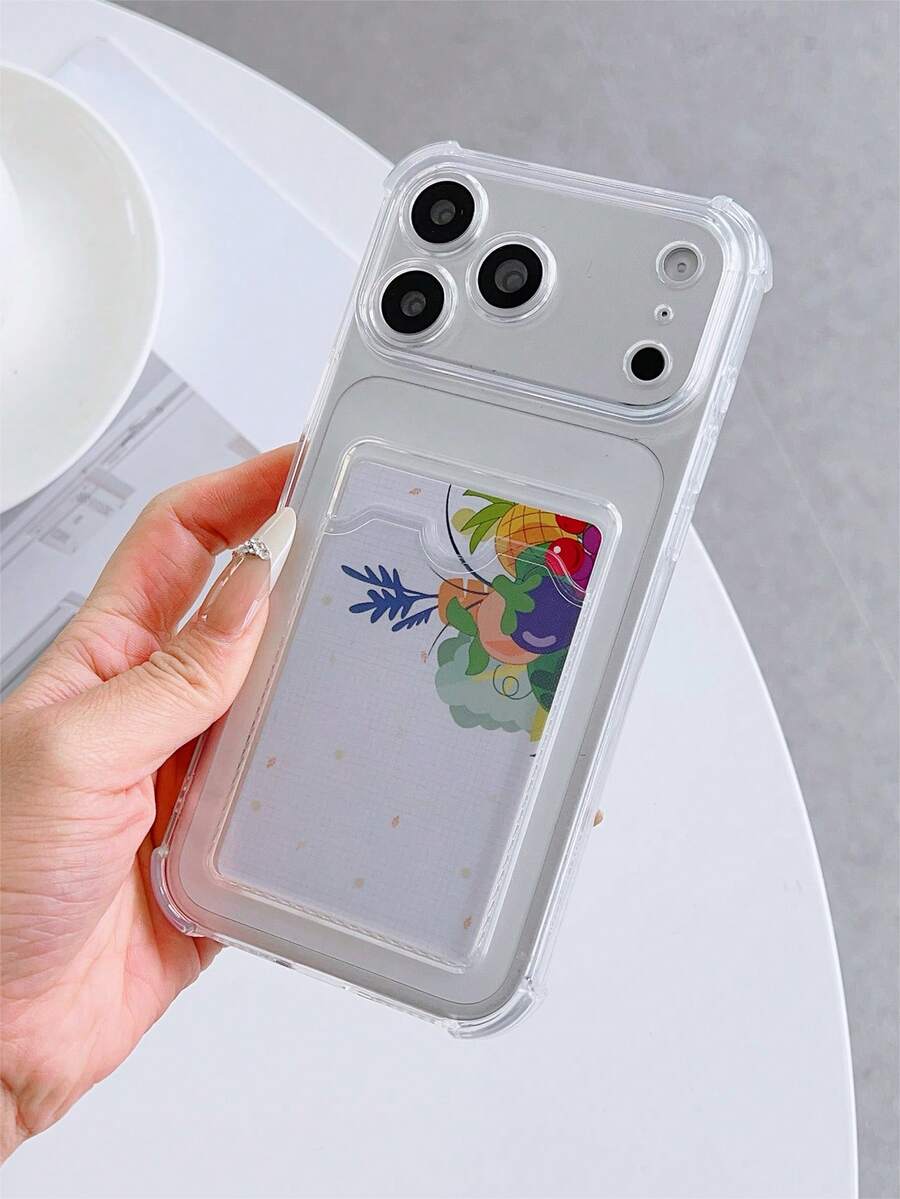 Soft Transparent Phone Case With Card Holder Slot, Reinforced Four Corners, Compatible With IPhone 17 Pro Max, 16 Pro Max, 15 Pro Max, 17 Pro, 16, 15, 14, 13, 12, 11 Pro Max, 16 Plus, 17, 17 Pro Max, Minimalist Anti-Drop Soft Shell (Card In Image Is For Display Only, Not Included) - Clear - View 1