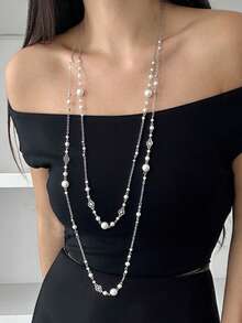 1pc/Set French Fashion Long Necklace, Women's Party Accessory, Elegant Jewelry - Long Necklace - View 6