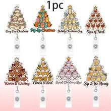 1pc Christmas Office Staff Holiday Atmosphere Decorative Retractable Badge Reel Clip - Multicolor - View 1