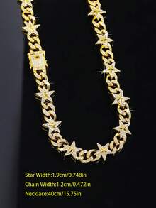 1pc European & American Fashion Hip-Hop Style Star Bracelet Necklace, Inlaid With Rhinestones, Street Accessory - A - View 18