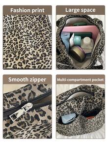 Myco Large Capacity Leopard Print Tote Bag, Suitable For Middle/High School Students, College Students, And Adults For School, Work, Travel And Leisure, - Multicolor - View 7