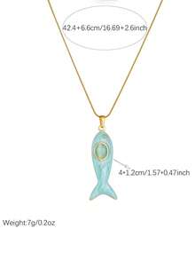 rakol 1件/2件 極簡可愛魚油滴項鍊，適合女性疊戴裝飾 - 小魚 - 查看 9