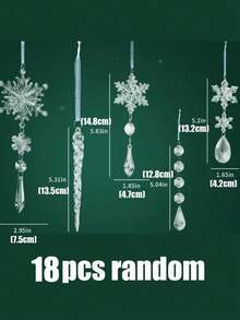 18/1pc Christmas Snowflake Icicle Hanging Decor, Christmas Tree Ornament, Crystal Clear Glitter Acrylic Snowflake Icicle Pendant With Ribbon, For Christmas Tree And Home Decoration - Multicolor - View 12