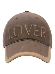 1pc LOVER Letter Embroidered Baseball Cap For Women, Face-Slimming Duck Bill Cap, Outdoor Deep Crown Large Head Circumference Wide Brim Sun Hat, Fashion Contrast Color Trim Curved Brim Cap - Multicolor - View 14