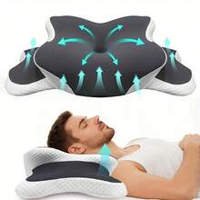 Ergonomic Memory Foam Butterfly Neck Pillow With C-Shape/Dual Height Adjustment, Transparent Cover Provides Support - Sleep Aid Pillow Suitable For Side/Back/Stomach Sleeping Positions, Dual Use For Travel And Home, Machine Washable - B - View 5