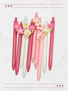 6/3/1pcs Cute 3D Flower Gel Pens, Cherry Blossom/Peach Blossom Pattern, Creative Embossed Pens, High-Quality Gel Ballpoint Pens, Student Essential, Back To School Gift, Great Choice For Students And Friends, Best Back To School Gift Choice - Cherry Blossoms - View 9
