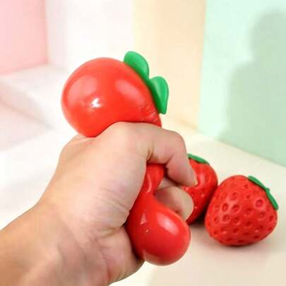1 pièce Jouet à presser doux en forme de fraise réaliste, jouet anti-stress, jouet de décompression mignon et amusant, convient pour le bureau et les étudiants, cadeau idéal pour soulager le stress des travailleurs de bureau, convient pour l'entraînement sensoriel des enfants de 3 ans et plus