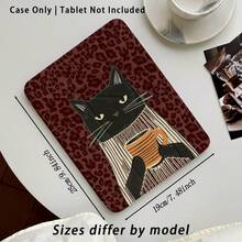 Leopard, Cat, Coffee Pattern Painted Effect Tablet Protective Case With Stand, Compatible With Honor 8/9/10/X8/X8A/X9/X8Pro/X9Pro, MatePad SE 11"/MatePad 11"/11.5", MatePad Pro, Apple 10th/11th Gen 2025 (A16), Galaxy Tab A7/A9 And Other Popular Models - Style 21 - View 3