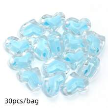 30pcs/Pack Acrylic Flat Heart Beads, Frosted Transparent Candy Color Beads, DIY Necklace Bracelet Beads Keychain Phone Pendant Beading Jewelry Making Accessories - Love - View 12