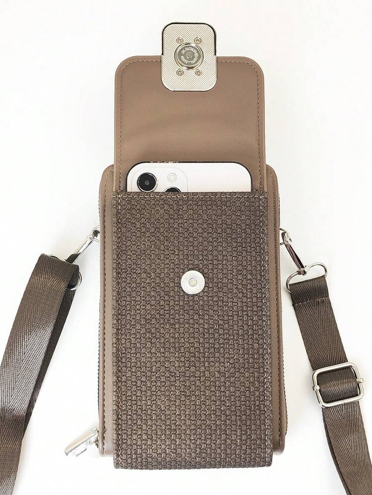 New Crossbody Bag, Multi-Functional Large Capacity Double Zipper Phone Wallet, Fashionable Minimalist Yet Delicate And Soft, Suitable For Casual Vacation And Dating - Coffee - View 3
