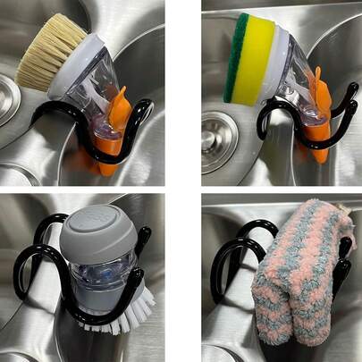 Dish Wand Holder Adjustable Kitchen Dishwand Sink Caddy,Sponge Holder,Brush Holder,Dish Cloth Holder,Rust Proof Water Proof, No Drilling, No