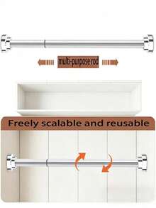Adjustable Bathroom Tension Rod – Non-Slip, Rust-Resistant, No Drilling Required; Metal/Stainless Steel Material, Suitable For Bathroom, Closet And Kitchen. - A - View 6