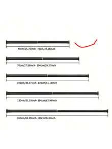 Extra Long Stainless Steel Curtain Rod, Curtain Rod, Clothes Rack, Tension Rod, ...Drying Rack, Hanging Rod, Bracket, Kitchen Storage Rod, Pull Rod Shovel Hanging Rod, Clipboard Hanging Rod, Kitchen Towel Hanging Rod, Snow Basin Hanging Rod, Basement Hanging Rod, No Drilling Required, Stainless Steel Material, Easy Installation, No Adhesive Needed, Suitable For Wardrobe, Bathroom, Window, Abaya Rack, Telescopic Star Wand Multi-Color Options - Black - View 8