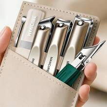6pcs Portable Home Nail Care Set, Anti-Splash Nail Clipper + Dead Skin Tool, Complete Manicure Tool Set, Travel Storage - Multicolor - View 1