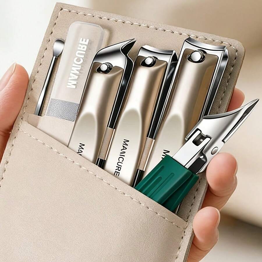 6pcs Portable Home Nail Care Set, Anti-Splash Nail Clipper + Dead Skin Tool, Complete Manicure Tool Set, Travel Storage - Multicolor - View 1