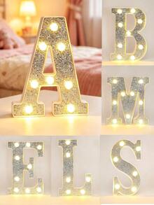21cm/8.27in Silver Letter Light Home Decor, Wedding Birthday Party Proposal Decoration Letter & Number Light, Girls Dorm Room Decoration Light, Letter Light Sign - Warm white light - View 1