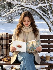1/6pcs DIY Diamond Painting Set, Unique Design, Suitable For Christmas And New Year Greeting Cards, Round Diamonds, Paper Craft Handmade Set, Perfect For Holiday Parties And Gifts - Sets - View 9