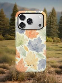 GIIPPA 1pc Multi-Color Ink Wash Style Maple Leaf Pattern Design, Phone 17 Pro Max Phone Case, Compatible With Phone 16 Pro Max, 15 Pro Max, 14 Pro Max, Korean High-End Fashion Fun Phone Case, Compatible With 11/12/13/14/15/16 Pro Max Plus, Elegant Design Suitable For Men And Women, Perfect Gift For Girlfriend On Christmas, Valentine's Day, Easter, Wedding Season And Birthday! - Multicolor - View 7