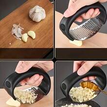 1Set Ergonomic Curved 2‑In‑1 Garlic Press Set, Labor‑Saving Stainless Steel Garlic Mincer With Clear Storage Container, Easy‑Clean Handheld Ring‑Shape Garlic Crusher Gadget For Home Cooking, Sauce Making, Hot Pot, Daily Kitchen Meal Prep - Multicolor - View 10
