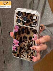 WeiMi 1pc Fashionable Retro Leopard Print Full Coverage Button Classic Anti-Drop Metal Paint Premium Texture Soft Pattern PU Leather Phone Case, Suitable As Birthday Gift, Holiday Gift For Friends, Family, Couples, Yourself, Compatible With IPhone 17/16/15/14/13/14/12/11 Series - Multicolor - View 3