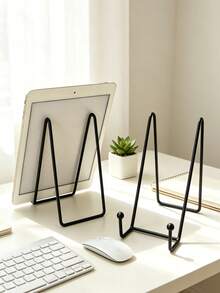 1pc Black Metal Tablet Display Stand, Iron Tabletop Easel Holder, Desktop Display Rack For Tablet PC Photo Frames Decorative Plates Artwork Books Home Office Desk Organization - Multicolor - View 8