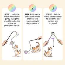 Cat Teaser Wand With Rainbow Mesh Tube And Bell, Durable Bite-Resistant Interactive Cat Toy, Fur Ball Bell Interactive Pet Toy For Boredom Relief And Self-Entertainment, Suitable For Cat Training And Play, Interactive Pet Supplies - Multicolor - View 4