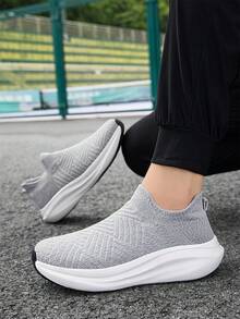 Men's Lightweight Breathable Running Shoes, Anti-Slip Sports Sneakers - Light Grey - View 7