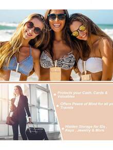 Women's Invisible Travel Underwear Wallet, RFID Anti-Theft Card Slot, Adjustable Elastic Anti-Drop Buckle, Can Store 6 Cards, Cash And Keys, For Travel - Multicolor - View 6