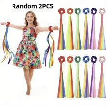 1pc Rainbow Dance Ribbon Wand, Elastic Rhythmic Tassel, Suitable For Music Class, Multi-Color Handheld Tassel Gymnastics Ribbon, Dance Prop Decoration, Handheld Dance Wrist Tassel, Ideal Gift For Christmas, Valentine's Day, Children's Party, School Performance - A - View 10