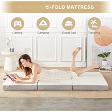 Folding Mattress,Memory Foam Tri-Fold Mattress With Breathable & Washable Bamboo Fiber Fabric Cover, Foldable Floor Guest Bed For Camping, Road Trip - ColorA - View 5