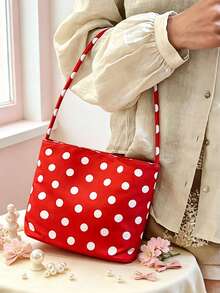 Y2K Style Sweet Polka Dot Mini Bucket Bag, Sweet Mini Bucket Bag, Casual Minimalist Small Tote Bag, Daily Shopping & Shoulder Bag - Multicolor - View 7
