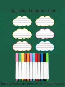 15pcs/14pcs/11pcs/4pcs/1pc Erasable English Writing Whiteboard Sticker Set, Reusable Classroom Learning Tool For Teachers/Open Classes, Strong Magnetic Bottom, Fun Design, Suitable For Refrigerator Attachment, Colorful Classroom Decoration, School Supplies - Whiteboard Sticker Set - View 11