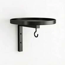 1pc Wall Mounted Bird Feeder Bath Basin Plant Holder Flower Rack Hook Yard Decoration - Black - View 8
