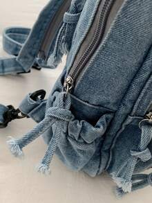 1pc Embroidered Bear Crossbody Chest Bag, Minimalist Casual Backpack - A - View 9