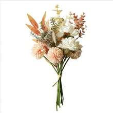1pc Artificial Silk Flower Plant Arrangement, Wedding Bouquet Decoration, Plastic Flower, Tabletop Decor, Suitable For Home, Kitchen, Garden, Party Decoration - Champagne - View 2