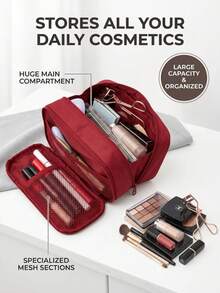 1 Large Capacity Waterproof Makeup Bag – Portable Travel Cosmetic Storage Bag With Multiple Compartments.Pencil Pouch(All-Season Back To School Supplies)Note: Medium And Small Sizes Are Single-Layer - View 2