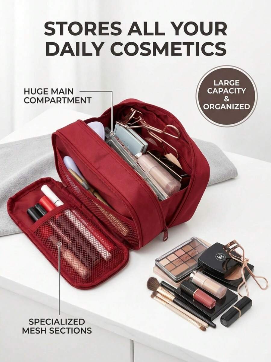 1 Large Capacity Waterproof Makeup Bag – Portable Travel Cosmetic Storage Bag With Multiple Compartments.Pencil Pouch(All-Season Back To School Supplies)Note: Medium And Small Sizes Are Single-Layer