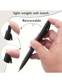 Black Round Head Retractable Pen, 1.0mm Medium Tip, Smooth Ink, Retractable And Super Practical! Minimalist Design, Smooth Writing, Black Ink Pen, Writing Pen, Diary Pen, Office, School Supplies, Retractable, Super Practical For Students, Teachers, Office And Business Use. - Multicolor - View 4