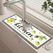 1pc Sink Faucet Absorbent Mat, Lemon Pattern Drainage Mat, Suitable For Kitchen, Bathroom Sink, Countertop, Drainage Mat, Diatomaceous Earth Material, Trimmable, Quick-Drying Mat - Multicolor - View 14