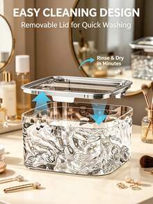 1pc Square Storage Box, Large Capacity For Jewelry, Hair Accessories, Earrings And Small Items, Furniture Office Study Desk Organizer, Jewelry Storage Box, Drawer Cosmetic Organizer, Bedroom Decor Desk Organizer, Home Desk Drawer Storage Box - Multicolor - View 5