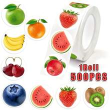 500pcs Fruit Stickers Orange Banana Kiwi Blueberry Apple Self-Adhesive Round Stickers For Drinks, Cakes, Sealing, Books, Stationery, Gifts, Cookies, Cake Packaging, Waterproof - Multicolor - View 1