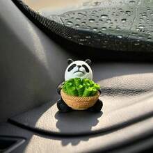 1pc Creative Cute Bamboo Panda Car Dashboard Desktop Ornament, DIY Car Interior Office Desk Decor Accessory, Suitable For Holiday Gift For Friends, Couples, Best Gift For Panda Lovers - Bamboo Panda - View 11
