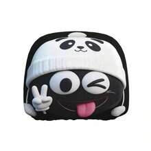 2pcs Double-Sided Printed Car Accessories Cute Tongue Out Peace Sign Cartoon Panda Hat Print Headrest Covers, Soft Short Plush Fabric Skin-Friendly Breathable, Elastic Fit Anti-Slip, Removable Washable Easy Care, Matching Interior Car Seat Covers Neck Support Headrests, Cute Style Car Accessories, Vehicle Decoration Car Parts; Fun Quirky Pattern Popular Among Young Women, Effectively Buffers Neck Pressure During Driving - [Double-sided Printing]2pcs - View 4