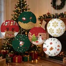 3pcs/Set Christmas Party Paper Lantern Decoration Set (Assorted Designs) – Featuring Snowflake And Santa Claus Patterns; Suitable For Indoor And Outdoor Hanging; Ideal For Living Rooms, Bedrooms, And Festive Party Decor. - Multicolor - View 6