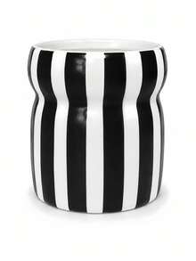 1pc Vintage Striped Waist Flower Pot, Multi-Functional Desktop Storage Vase, Home Decor - Waist-cinching Stripes - View 11