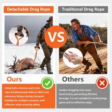Reflective Deer Dragging Strap, Adjustable Padded Hunting Game Dragging Harness, Portable Outdoor Hunting Accessory For Carrying Hunted Animals - Orange - View 6