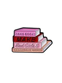 1pc Cute Alloy Knowledge Book Brooch, Creative Card Book Coffee Badge - Multicolor - View 6