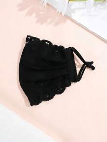 1pc Sexy Style Lace Floral Print Reusable Ria Mesh Mask, With Adjustable Ear Strap Length, Suitable For Women's Decoration Or Party Use - One Size - View 1